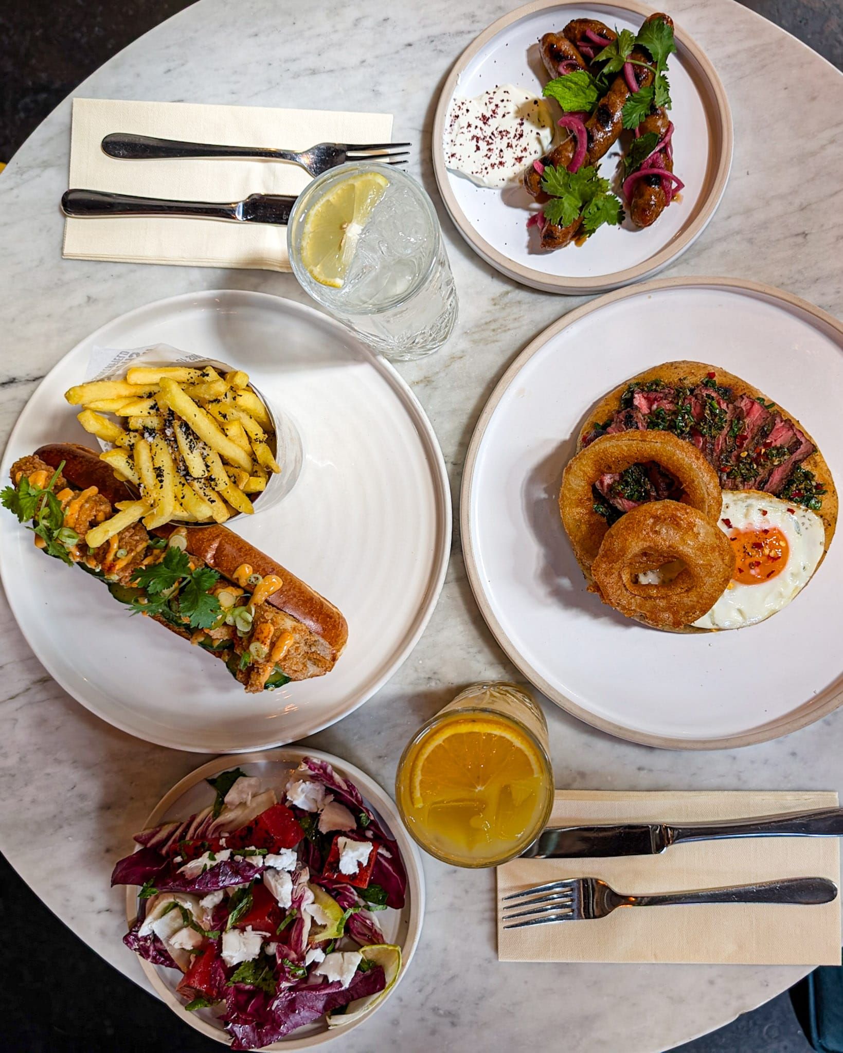 Dishes from 'Smiths' of Smithfield's new Summer Set Menu at The Bar, featuring fresh, seasonal food. This London restaurant in Farringdon offers a 2-course and 3-course option for lunch and dinner.