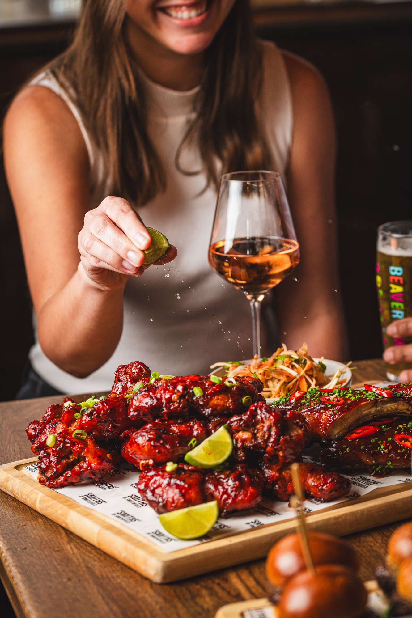 Customer enjoying bar food from the January set menu