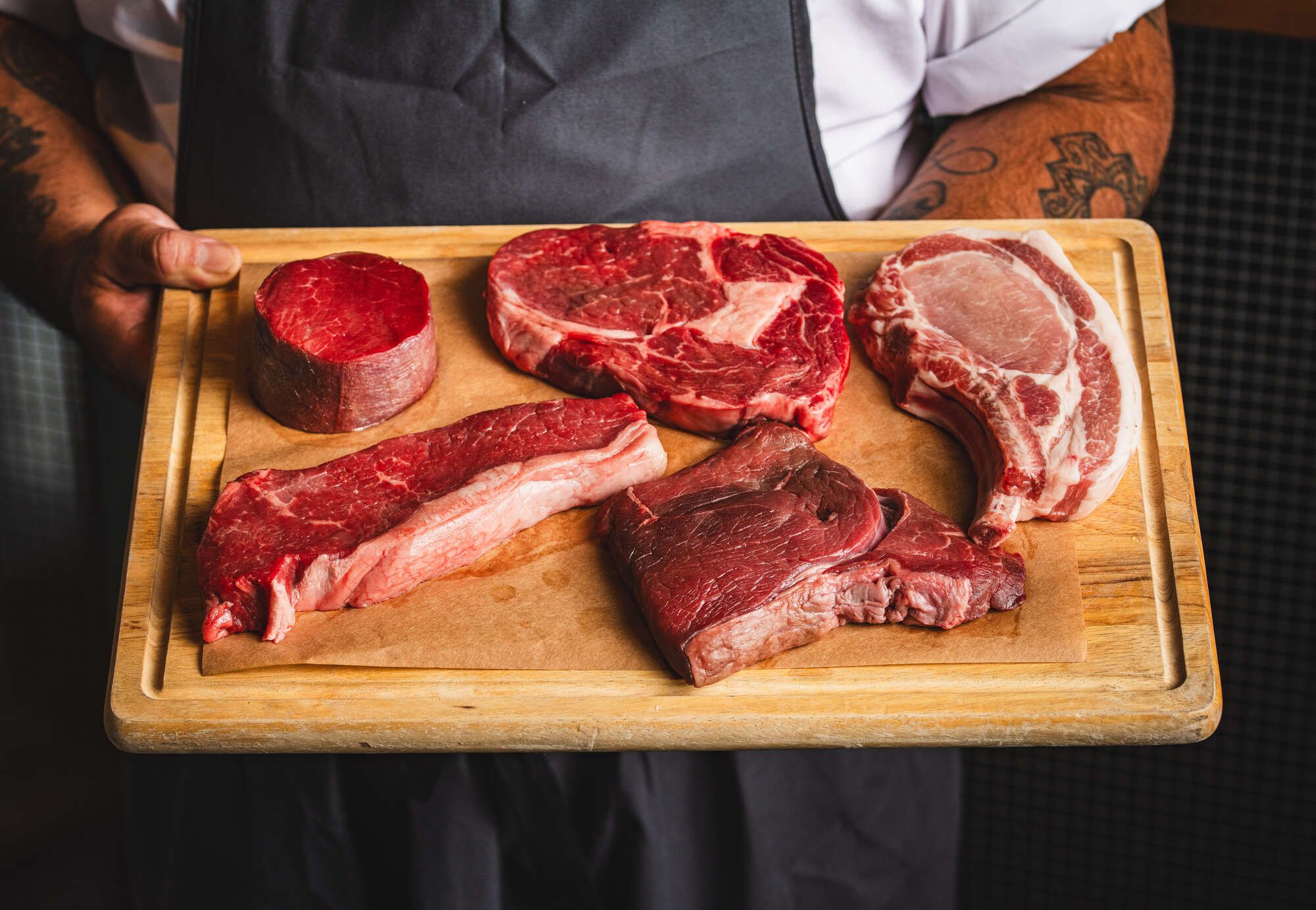 a selection of steaks at the grill at smiths of smithfield to celebrate Great British Beef Week near smithfield market and clerkenwell